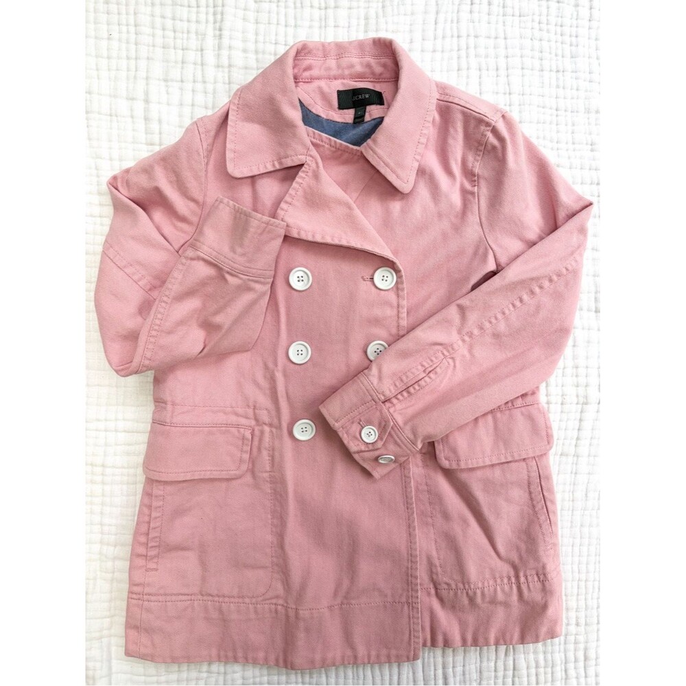 J.Crew Pink Cotton Peacoat Jacket Size 4 Preppy Spring Coat
